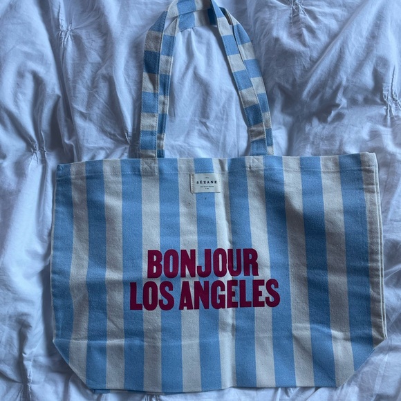NWOT Sézane Bonjour Los Angeles Tote Bag - Picture 2 of 4